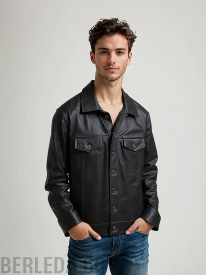 BERLEDA Leather Denim Jacket Berleda.co Berleda.co